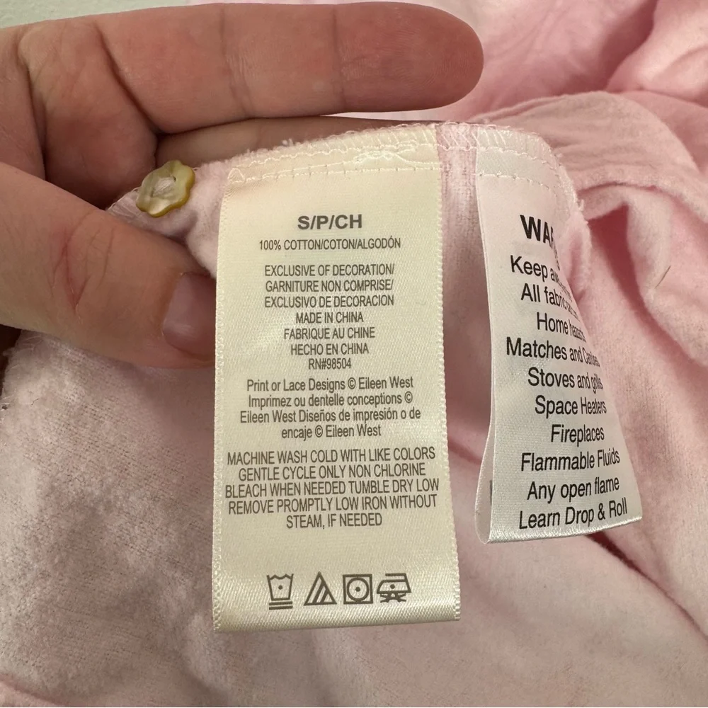 Eileen West Pink Fairy Tale Cotton Flannel Nightgown Size Small‎